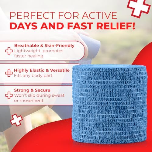 Ever Ready First Aid Self Adherent Cohesive Bandages 3" x 5 Yards - 12 Count, Rainbow Colors