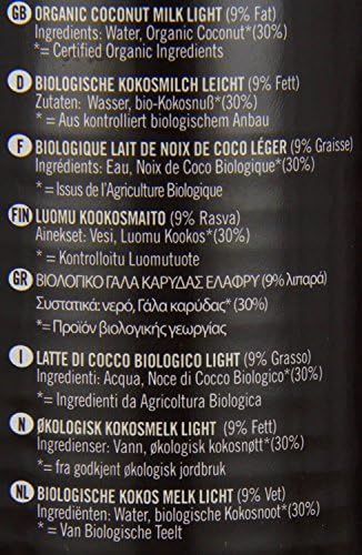 Biona Coconut Milk - Light 9% fat Organic 400ml-4 Pack
