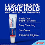 Secure Denture Adhesive Cream for Uppers, Lowers & Partials – Waterproof Seal & Zinc Free – Food Grade Ingredients - Less Adhesive, More Hold - Tube Lasts Up to 8 Weeks - 1.4 oz (4 Pack)