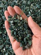 Wholesale Natural Semi Tumbled Moss Agate Gemstone Chips, Morganite Crushed Mini Crystals, Undrilled Crystal Chips (Moss Agate, 1 Pound)