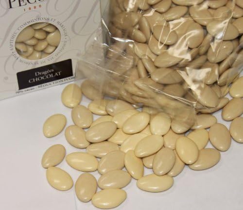 Dragees Pecou Chocolate Dragees White - Dark Chocolate Sugar Coated White Color One Box of 1 Kilo / 2.2 LBS