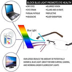 3 Pack Rimless Reading Glasses for Men Blue Light Blocking Readers Spring Hinge Metal Arms Sturdy Stylish Computer Glasses +2.5