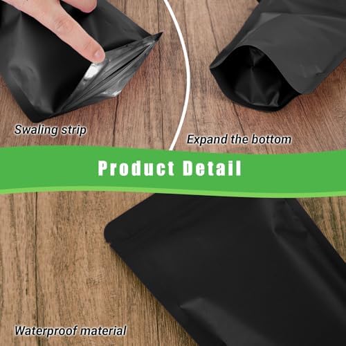 100 Pack Resealable Stand Up Bags,Smell Proof Pouch Sealable Foil Pouch Bags for Packaging（Black,3.5" x 5.1"）
