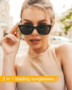 3 Pack Full Lens Reading Sunglasses for Women - Oversized Sun Readers with UV400 Protection, Spring Hinge Eyeglasses