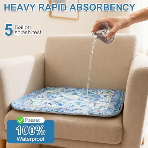 OUTCREATOR® Waterproof Chair Pads for Incontinence 21" x 22" (Pack of 4),Washable Reusable Chair Seat Protector Cover,Non-Slip Absorbent Incontinence Pad for Bed,Car,Wheelchair,Adults,Kids,Pets