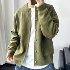 Men's Loose Fit Button Down Sweater Knitted Crew Neck Casual Sweater Cardigan Fashion Long Sleeve Sweaters