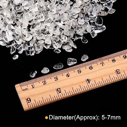 100g/0.22lb 5-7mm Tumbled Chips Stone, Natural Crushed Crystal Quartz Irregular Polished Stones Gravel Decoration for Aquarium Plants Vase Filler, White