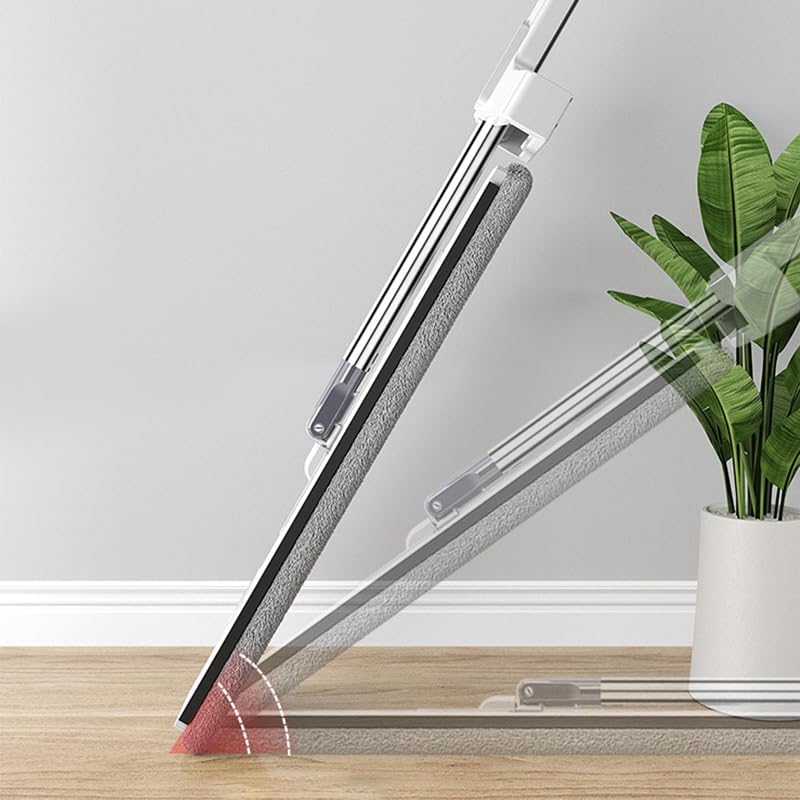 Large Flat Mop, Microfiber Mop，360 Degree Magic Mop， for Flat Floor Cleaning，60" Adjustable Stainless Steel Long Handle with 6 Washable Microfiber Pads，Scraper for Cleaning Window Mop (White)