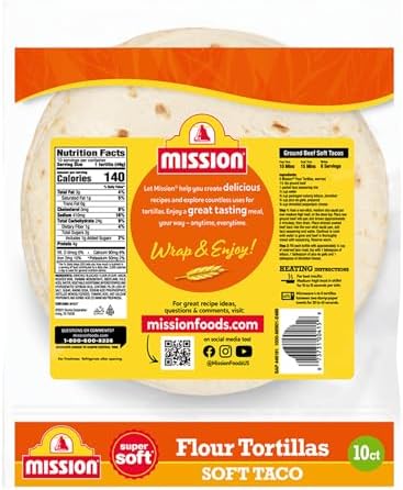 Mission Soft Taco Flour Tortillas, Medium Size, 10 Count, Trans Fat Free