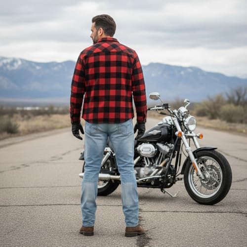 Milwaukee Leather Men's Motorcycle Riding Jeans with CE Knee Armor - Aramid Reinforced Denim