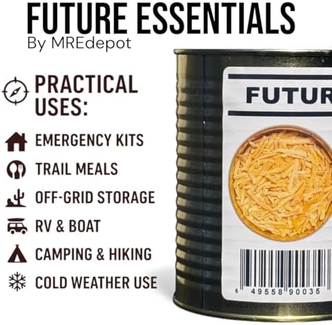 Future Essentials Freeze Dried Shredded Sharp Cheddar Cheese – Real Dairy Shredded Cheddar Cheese – Long Shelf Life Emergency Food – Easy to Use in Recipes & Made in the USA – 10 oz #2.5 Can, 1-Pack