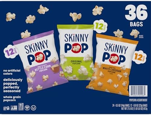 Real Popcorn Bags, Variety Pack, Individual Snack Bags, Popcorn Gift Set, Original, White Cheddar, Kettle Corn Popcorn (Pack of 36)