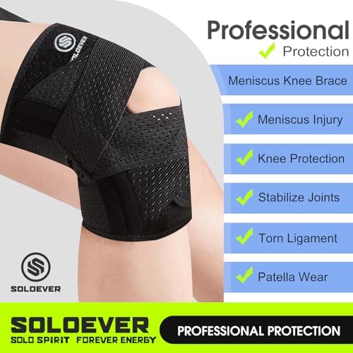 Knee Brace for Women & Men Breathable Compression Knee Support with Side Stabilizers for Knee Pain Adjustable Knee Wrap for Running, Meniscus Tear, ACL, MCL, Arthritis Relief (Black, Medium)