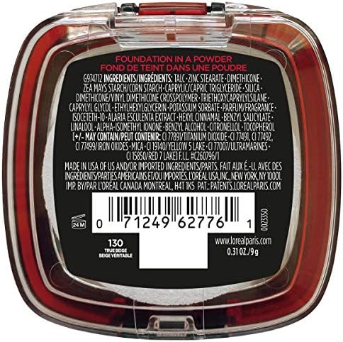 L'Oreal Paris Makeup Infallible Fresh Wear Foundation in a Powder, Up to 24H Wear, Waterproof, True Beige, 0.31 oz. (Packaging May Vary)