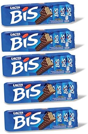 BIS Chocolate Wafer Biscuits, Wafer Rechado Coberto Com Chocolate 126g (Pack of 5)