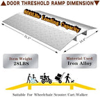 Sliding Door Threshold ramp 31.5" W*24.8" L, Metal Bridge Doorway Threshold ramp to go Over The Threshold for wheelchairs/Scooters/Walkers(for Threshold Height < 1.6" & Width ＜5.6")