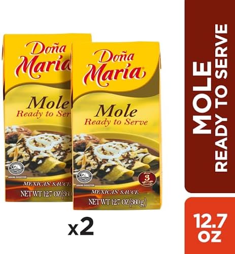 DONA MARIA Ready to Serve Mole Sauce 2 Pack, 25.4 oz – Authentic Mexican Mole – Made with Real Chocolate, Peanuts, and Spices – Convenient, Easy to Use