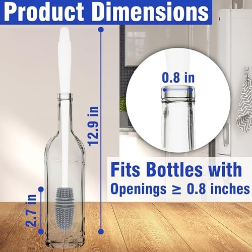 PHYEX 2 Packs Long Handle Bottle Brushes, Water Bottle Cleaner for Washing Narrow Neck/Mouth Bottle
