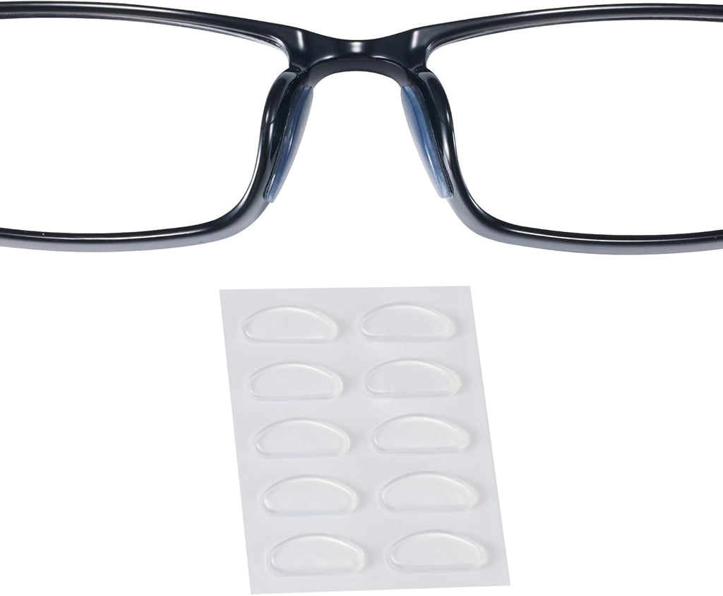 Eyeglass Nose Pads, 1.3mm Ultra-Thin Design, Anti Slip Nose Pads for Glasses with Super Sticky Backing, Soft Silicone Nose Pad for Glasses, Sunglasses and Eye Wear (5 Clear Pairs)