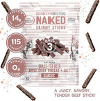 Brooklyn Biltong Naked Skinny Sticks (Naked 2 oz, Pack of 2) - Grass-Fed Biltong Beef Jerky Meat Stick - 14g High Protein Snacks - Premium Air Dried, Paleo, Keto, Gluten Free, Sugar Free - Made in USA