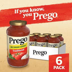 Prego Traditional No Sugar Added Pasta Sauce, 23.5 Oz Jar (Case of 6)