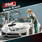2In1 Brush And Duster For Car Exterior,Chenille Car Wash Brush Mop*1PC,Wax Cotton Car Duster Mop*1PC Remove Dust,Freely Switch A Retractable Black Steel Pole,Car Cleaning Supplies For Boat Truck Rv