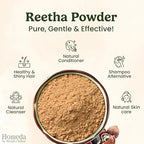 Homeda Reetha Powder for Hair, Organic Soap Nuts Powder for Hair (17 oz - 500g) 100% Pure Indian Bath Powders - Aritha Powders for Hair Growth | Soap Berry shampoo - Sapindus mukorossi (1.1 lb)