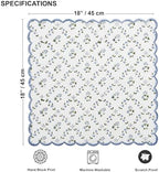 Ridhi Hand Block Print Powder Blue 18" x 18" (Set of 4) Embroidery Table Napkins Reusable Cotton Dinner Napkins for Weddings, Parties, Everyday Dining Gift for Spring, Easter, Valentine