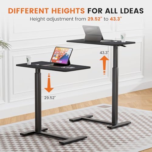 Sweetcrispy Overbed Bedside Table with Wheels, Adjustable Hospital & Home Use Bed Table, Rolling Laptop Table, Mobile Standing Desk, Black