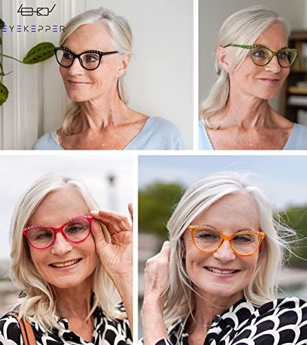 Eyekepper 4-pack Reading Glasses for Women Cat-eye Style Rhinestone Readers +2.75