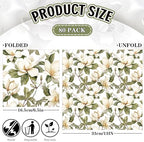 Whaline 80 Pcs Magnolia Paper Napkins White Floral Luncheon Napkin Watercolor Spring Flower Blossom Disposable Dessert Dinner Hand Napkin for Wedding Birthday Bridal Baby Shower Party Supplies