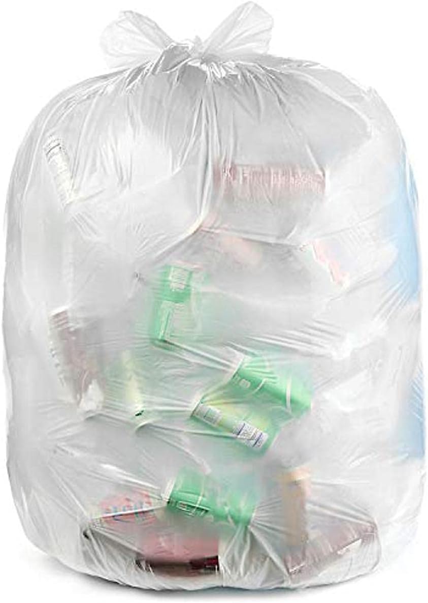 Ultrasac 45 Gallon 3.0 MIL Clear Heavy Duty Contractor Trash Bags with Handtie - 33" x 48" - Pack of 20 - for Construction, Commercial, & Industrial