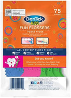 DenTek Fun Flossers – Kids Floss Picks with Wild Fruit Flavor, 75 Count, Pack of 3
