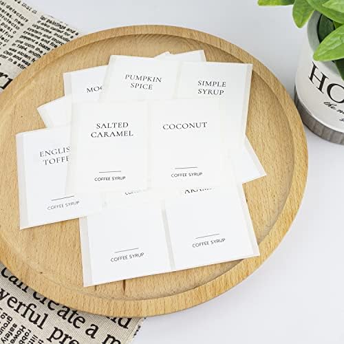 Coffee Syrup Labels Set for Coffee Bar Organization Custom Labels for Coffee Station Water-Resistant Modern Minimalist Design (20 Pieces)