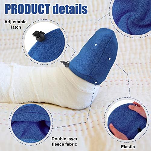 Jiuguva 4 Packs Cast Toe Cover for Foot Cast Toe Socks Nonslip Adjustable Toes Warmer for Men Women Ankle Leg Protector Supplies(Dark Blue, Black)