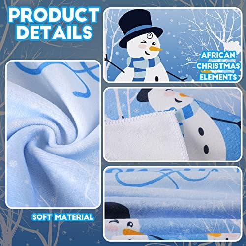 Panelee 6 Pcs Winter Kitchen Towels for Hello Winter Bathroom Blue Christmas Snowman Hand Tea Towels 12 x 18 Inch Absorbent Christmas Decorative for Kitchen Housewarming Cooking Gift