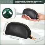 Baoding Balls Set of 2, Chinese Stress Relief Hand Exercise Balls with Leather Pouch, 1.57 Inch Dark Green Marble, Finger Exercise and Wrist Strength Training
