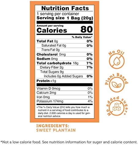 Baked Sweet Plantain Crisps by GOOD CHIPS! Crispy, Crunchy, Oil-Free, Healthy Maduritos - 0.7 oz bags - Pack of 12