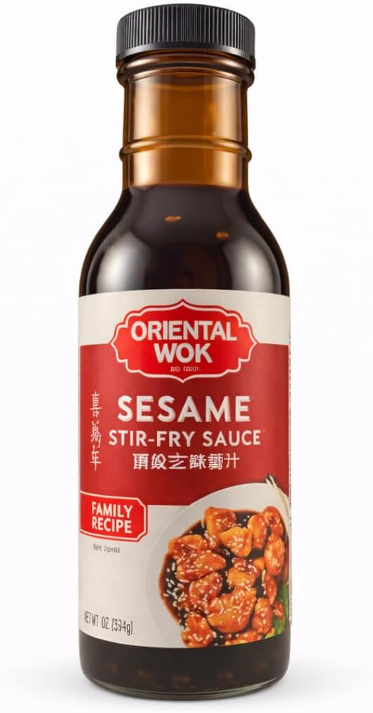 Oriental Wok Gourmet Sesame Stir-Fry Sauce, Blend of Sweetness and Umami Family Sauce, Ideal for Chicken, Shrimp, Steak or Tofu, 14 oz (1 Pack)
