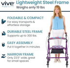 Vive Mobility Steel Rollator Walker with Seat - Foldable, Narrow, Rolling Senior Walker for Small Spaces - 4 Wheel Lightweight Adult Easy Drive with Underseat Storage, Adjustable Height (Black)