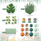 Tallew 42 Pcs Safari Jungle Animal Cake Toppers Wild One Zebra Lion Giraffe Elephant Tiger Palm Leaves Cake Decorations for Wild Zoo Birthday Party Supplies