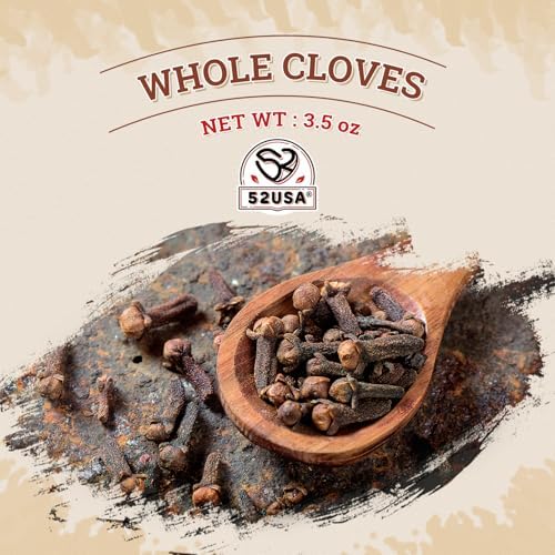 52USA Cloves Whole 3.5 oz (Pack of 1), Great for Food, Tea, Baking and Meats, All Natural | Non GMO | Kosher | Vegan | Gluten Free