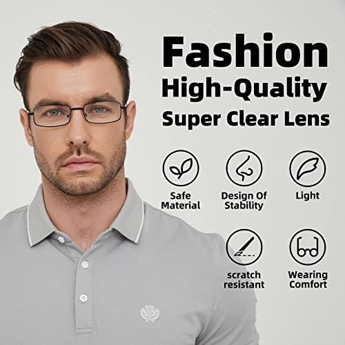 6-Pack Metal Reading Glasses Blue Light Blocking Spring Hinge Readers Lightweight Sturdy Comfortable