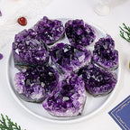 Meditation Home Natural Amethyst Heart Shaped Quartz Crystal Cluster Energy Healing Ornamental Specimens Creative Home Decoration Crafts (Size : 300g)
