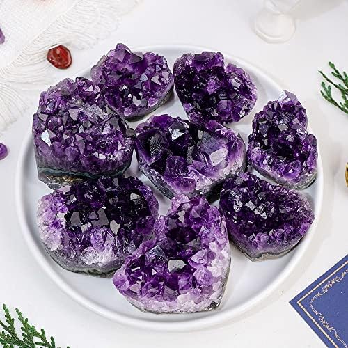 Meditation Home Natural Amethyst Heart Shaped Quartz Crystal Cluster Energy Healing Ornamental Specimens Creative Home Decoration Crafts (Size : 300g)