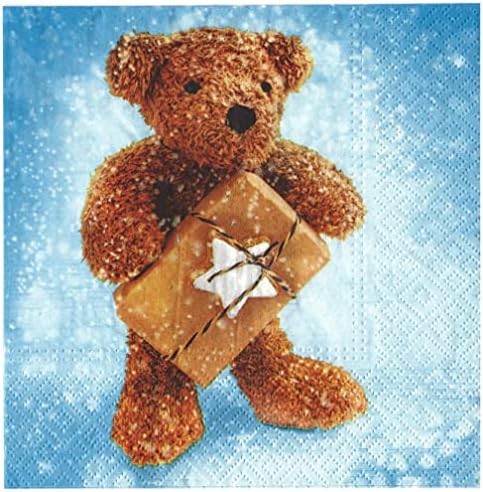 AM Décor 20 Count 3-Ply Luncheon Paper Napkins for Holiday Dinner Party Decorative Decoupage - 13" x 13" (Unfolded) (Teddy Bear)
