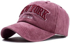 New York Embroidered Baseball Cap - Distressed Washed Dad Hat