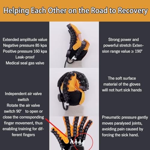 Rehabilitation Robot Gloves, Multi-Modal Rehabilitation Training Gloves, Portable Hemiplegia Finger Rehabilitation Trainer, Finger Splint for Hand Rehabilitation(A,Left Hand XL)