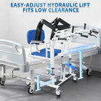 Patient Lift Transfer Chair 5 in 1 Sit to Stand Lift Chair with 180° Split Seat, Height Adjustable Standing Transfer Chair with 4 Casters for Home Seniors(Blue, Multifunctional Shifting Machine)