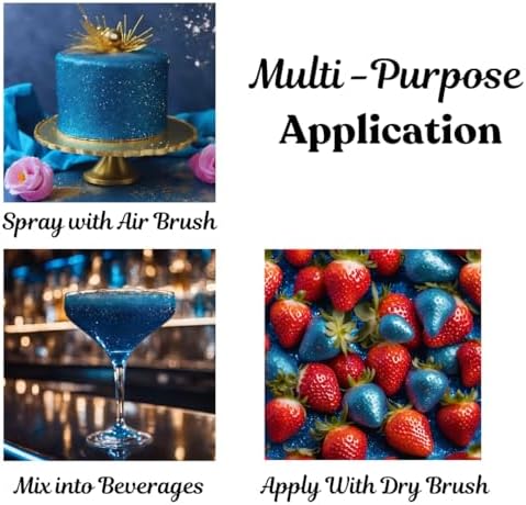 Dazzle Dust Edible Glitter Sprinkles for Cake Decorating, Drinks, Cookie, Icing, Dessert Decorations, Sparkly Luster, Food-Grade, Vegan, Gluten Free, Kosher, Bulk 10g, Blue